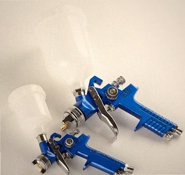 2PC AIR HVLP Gravity Feed Spray Gun Automotive Compressor Auto Painting Tools
