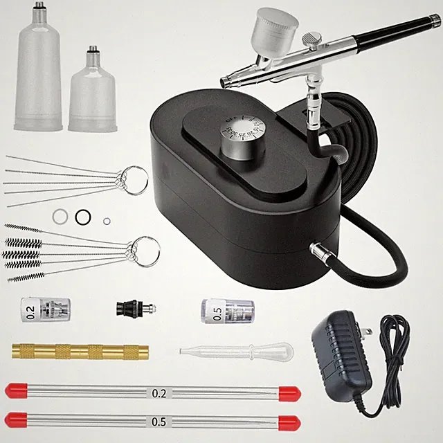 Airbrush Gun Kit with Air Compressor - Small Plug-in Dual-Action Spray Paint...
