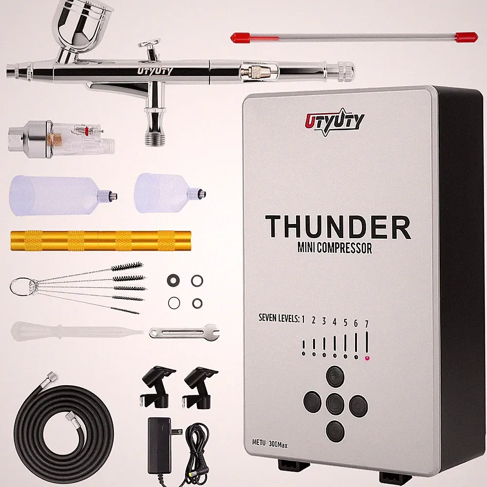 Airbrush Kit with Air Compressor,Portable 27PSI 7 Pressure Levels, 35dB Ultra...