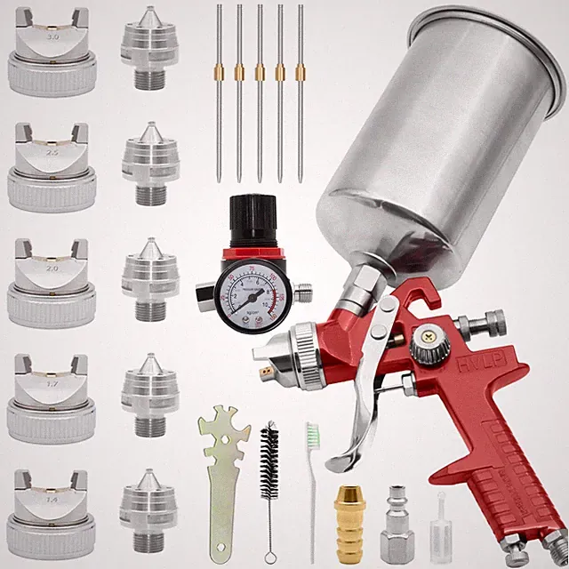 Automotive HVLP Gravity Feed Spray Gun, Air Paint Spray Gun Kit with 1.4, 1.7...