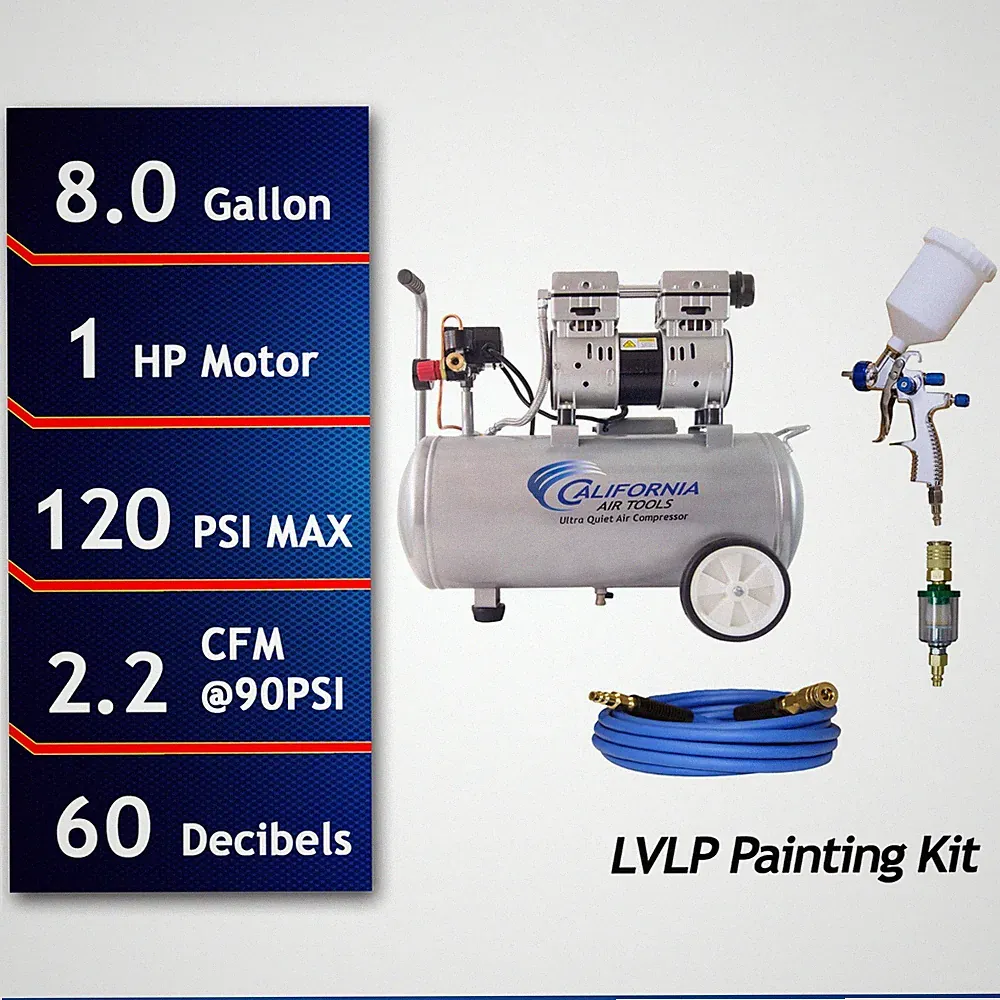 CALIFORNIA AIR TOOLS 8010 PK Air Compressor LVLP Painting Kit Bundle - BRAND NEW