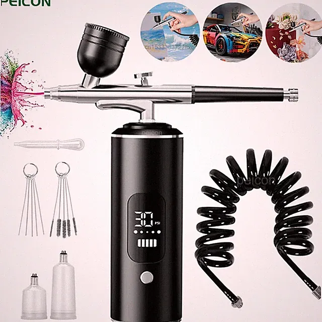 Cordless Airbrush Kit with Air Compressor, 48PSI Rechargeable Handheld airbrush