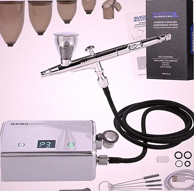Powerful Cordless Airbrushing System Kit - 20 to 36 PSI, Portable Rechargeabl...