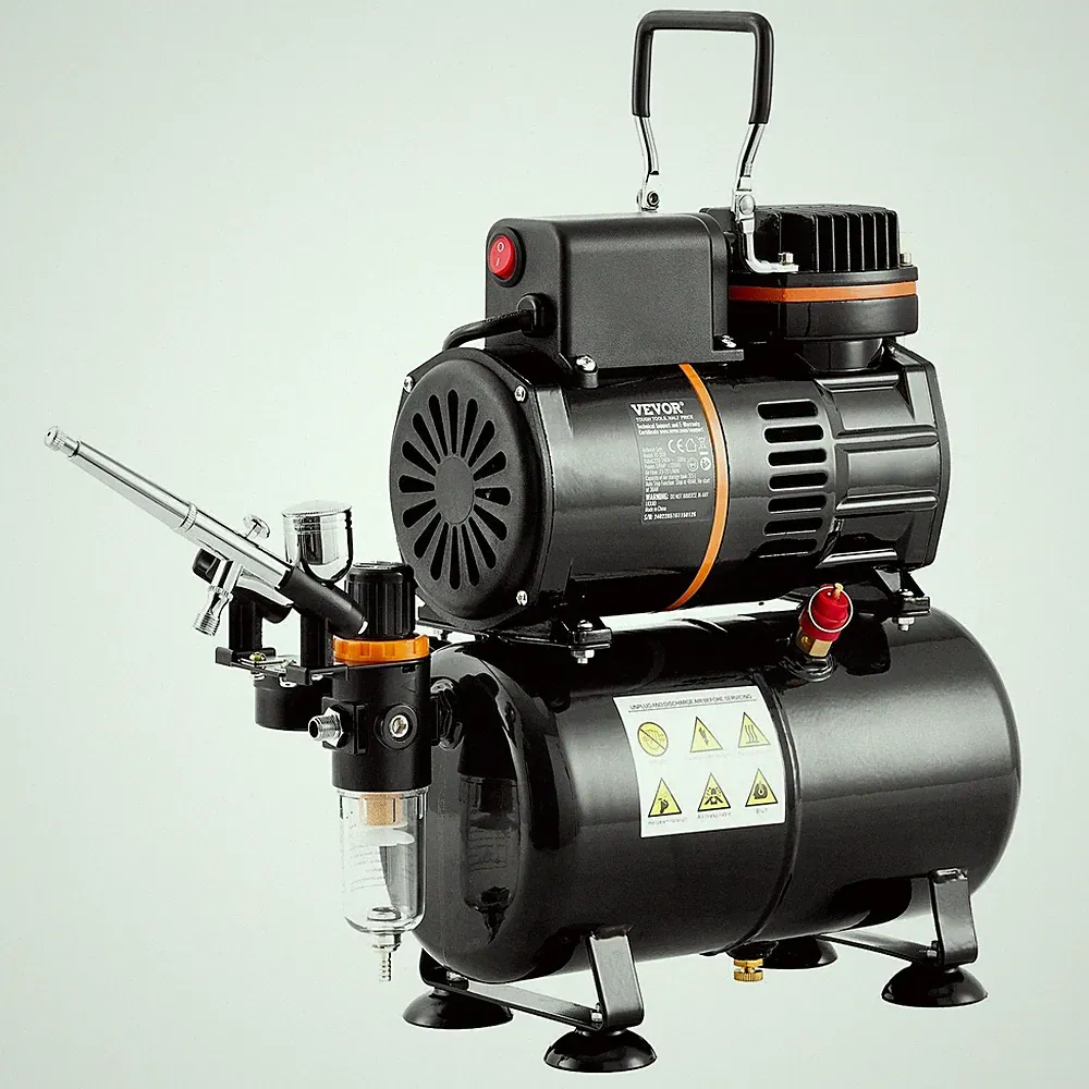 Quiet 3.5L Airbrush Compressor with Dual Fan 0.3mm Air Spray