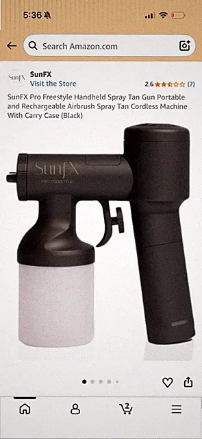 SunFX Pro Freestyle Cordless Handheld Spray Tan Gun Mini Compressor w Cup
